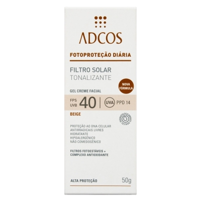 Protetor solar adcos gel creme tonalizante fps40 beige 50g