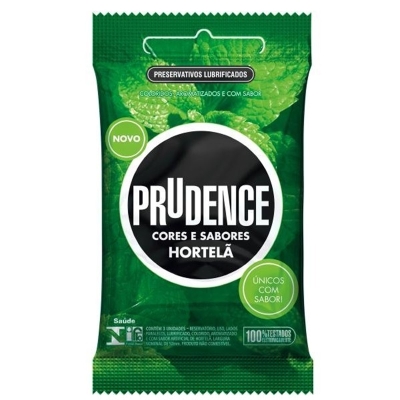 Preservativo Prudence cores e Sabores hortela com 3 unidades