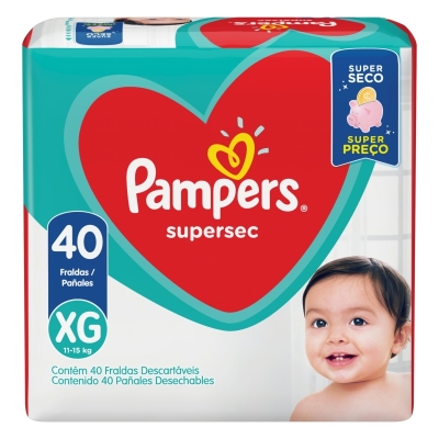 Fralda pampers supersec tamanho xg 40 unidades (hiper)