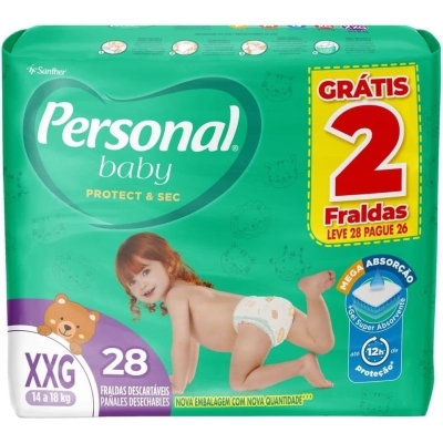 Fralda personal baby protect sec tamanho xxg 28 unidades (mega)