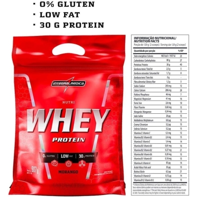 Nutri Whey Protein Integralmedica Morango Refil 900g