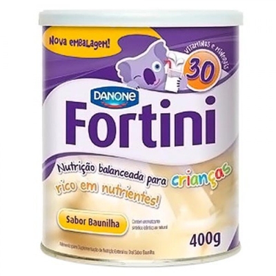 Suplemento alimentar infantil Fortini Plus baunilha, lata com 400g