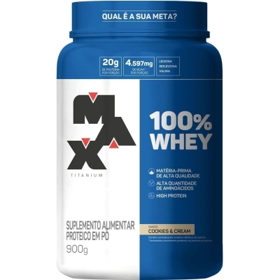 Whey Protein Max Titanium 100% Whey Cookies & Cream 900g