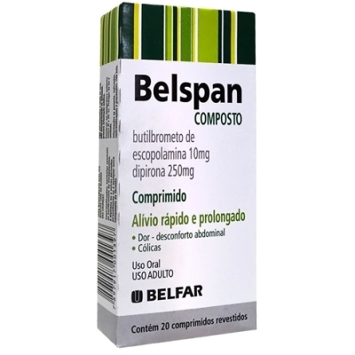 Belspan composto 20 comprimidos belfar (escopolamina+dipirona)