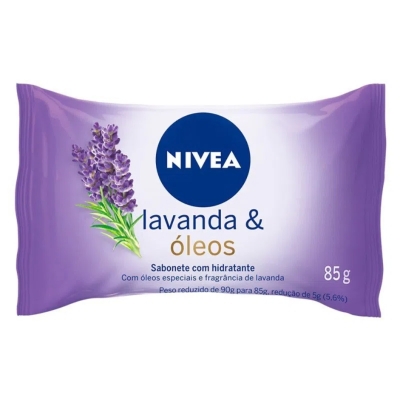 Sabonete Hidratante nivea lavanda e oleos, barra, 1 unidade com 85g