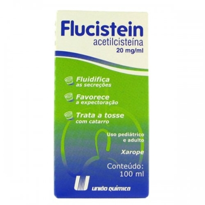 Flucistein 20mg/mL, caixa com 1 frasco com 100mL de xarope