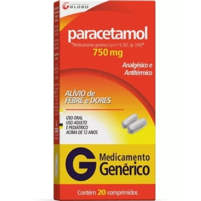 Paracetamol 750mg 20 comprimidos globo