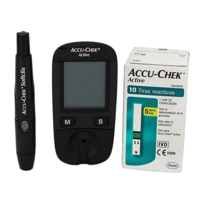 Kit Accu-Chek Active Medidor + Lancetador + Tiras com 10 unidades