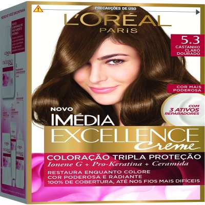 Tintura em creme imedia excellence castanho claro dourado 5.3