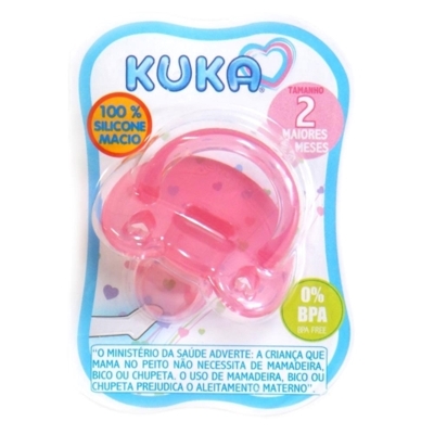 Chupeta Kuka Soft orto 0 a 6 meses, rosa com 1 unidade