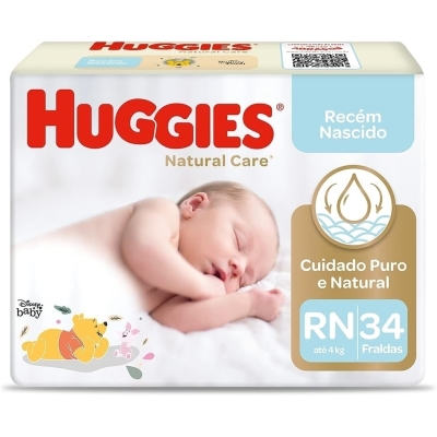 Fralda huggies supreme care tamanho rn 34 unidades (mega)